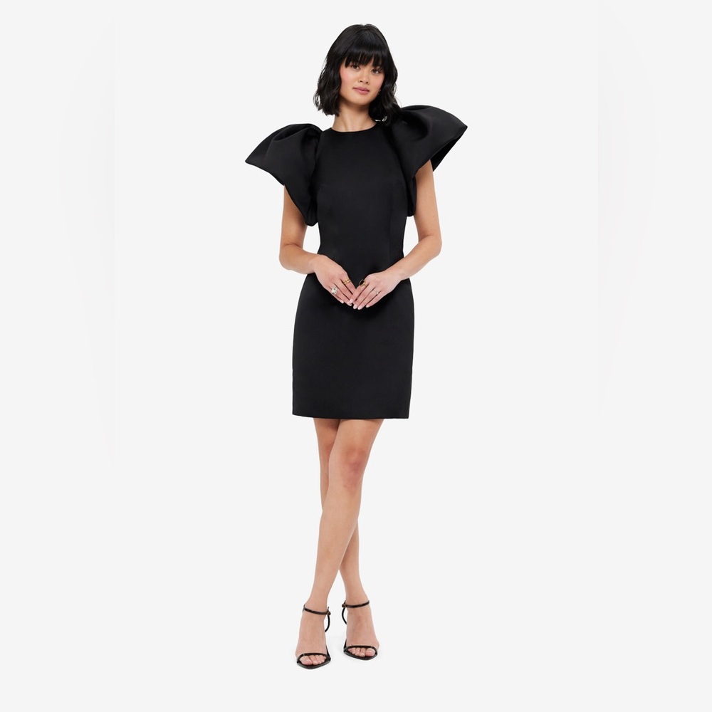 Silhouette, puffy sleeved dress Elegant Black Dress with Statement Sleeves